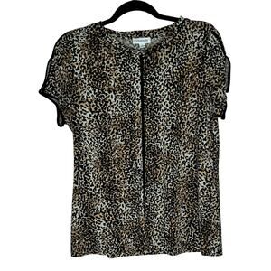 Calvin Klein Leopard Print Split Sleeve Blouse – Size L
